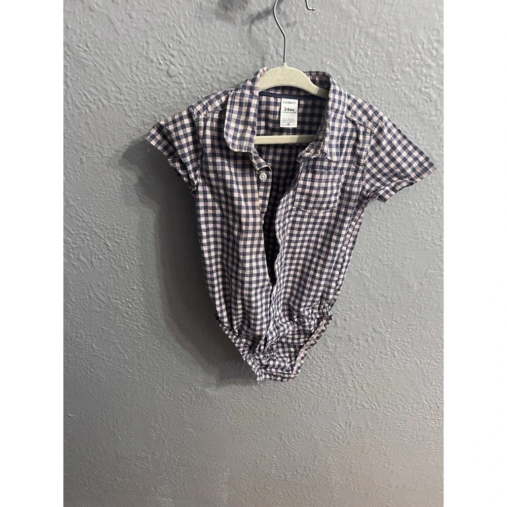 Girls Carters Blue Pink Plaid one piece size 18 months‎